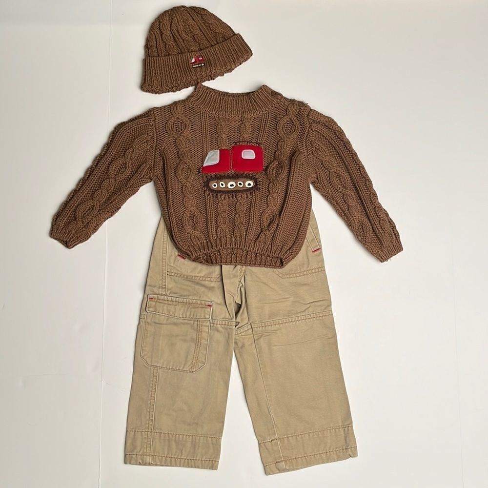 Gymboree Snow Plow 2005 Sweater, Matching Hat‎ & Pants 18-24 months